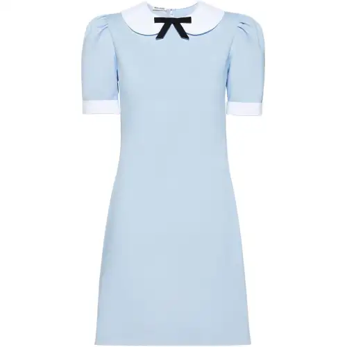 MIU MIU Doll with bow with zipper, azure short sleeve dress, doll collar