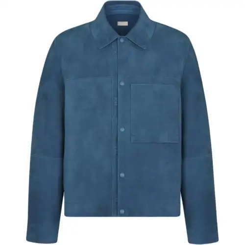 DIOR FW25 Leather Jacket Men's Blue
