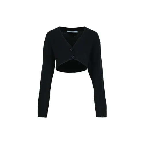 PRADA Sweaters Women's Black V Neck Moderate Other