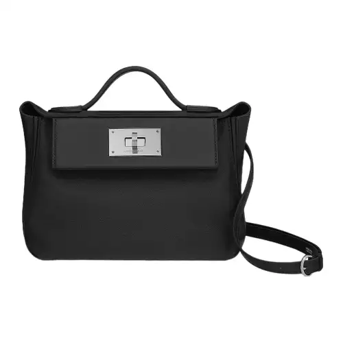 HERMES 24/24 Volupto & Swift Calfskin Fanny Pack Crossbody Handbag Mini Women's Black