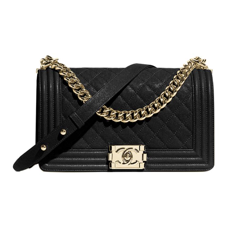 CHANEL Leboy Cow Leather Handbag, Shoulder Bag Women's Black