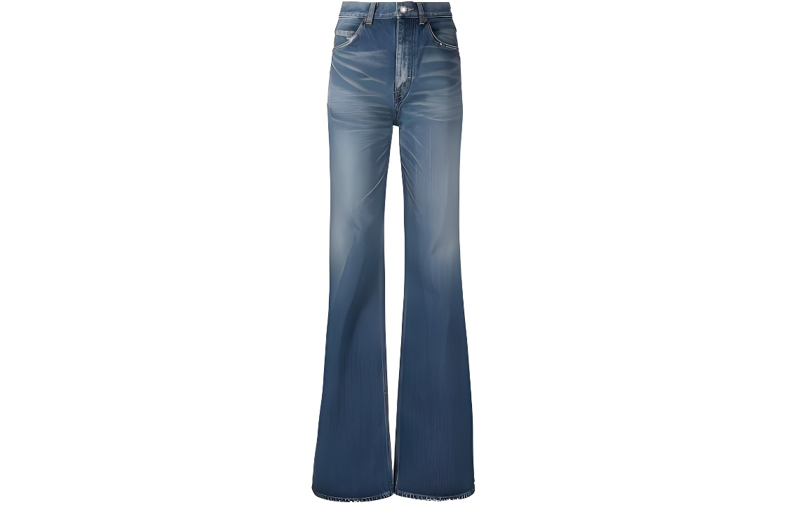 SAINT LAURENT Flared High Waisted Distressed Jeans