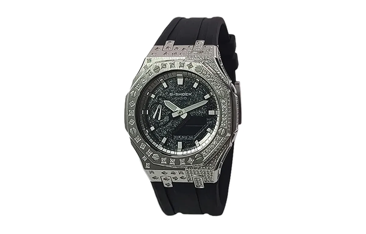 CASIO Custom Collection Quartz Movement Fluoroelastomer Strap Watch Men's Watches Black Dial