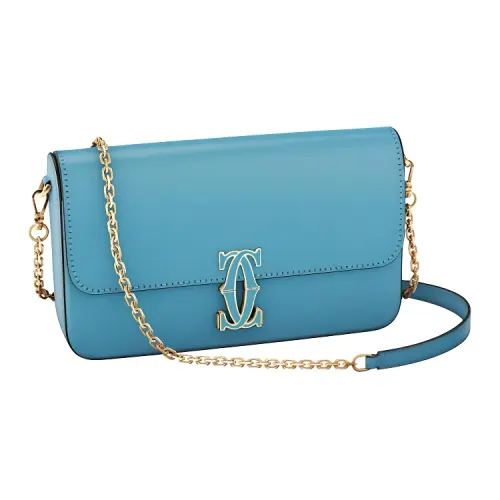 CARTIER C De Cartier Collection Calfskin Crossbody Bag, Shoulder Bag Women's Blue