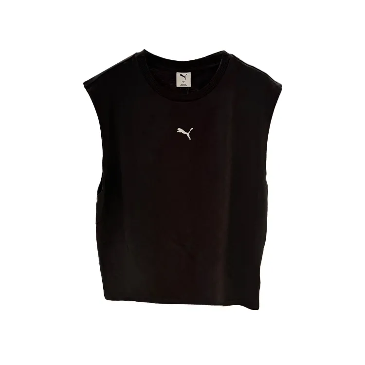 PUMA Tank Tops Men's Black Crew Neck Moderate Straight Fit