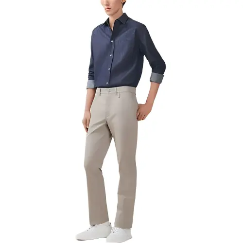 HERMES Jeans Men's Beige Gray Moderate Straight Fit Pants