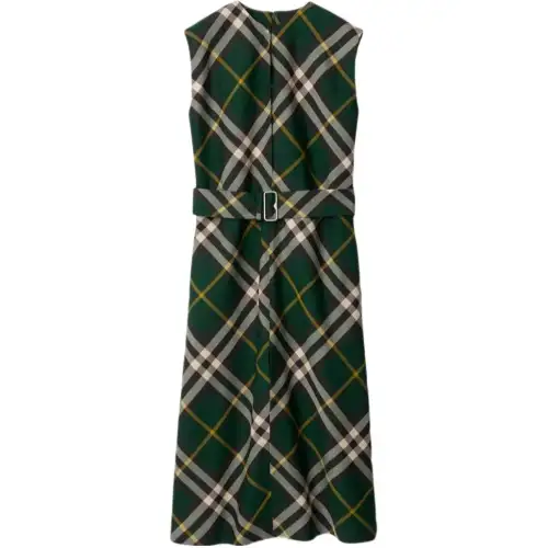 Burberry Nova Checked Belted Sleeveless Midi Dress