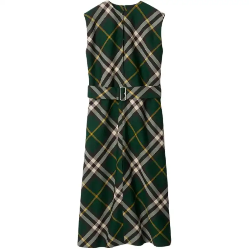 Burberry Nova Checked Belted Sleeveless Midi Dress