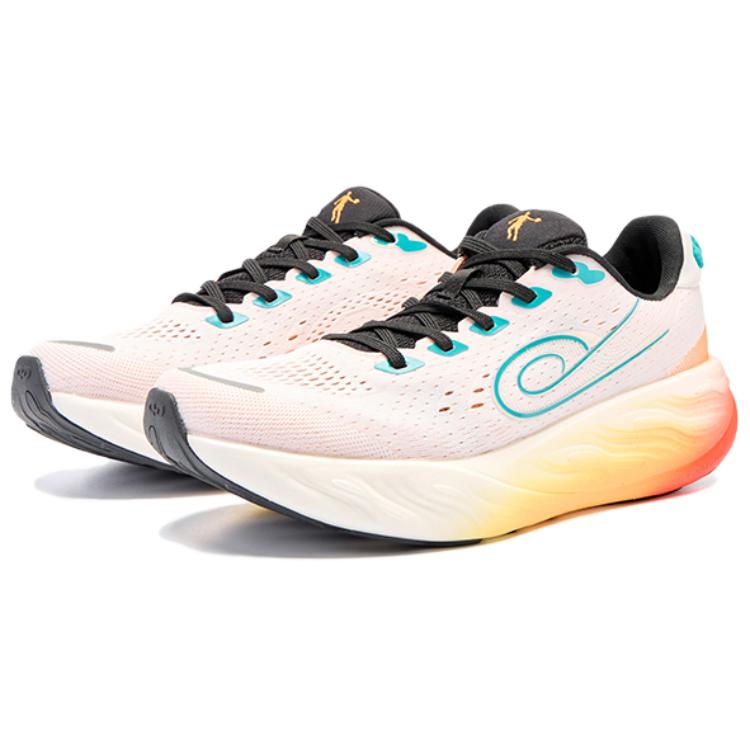 QIAODAN Tao Pro Slip Resistant Abrasion Resistant Low top Casual Racing Running Shoes Men’s White Orange