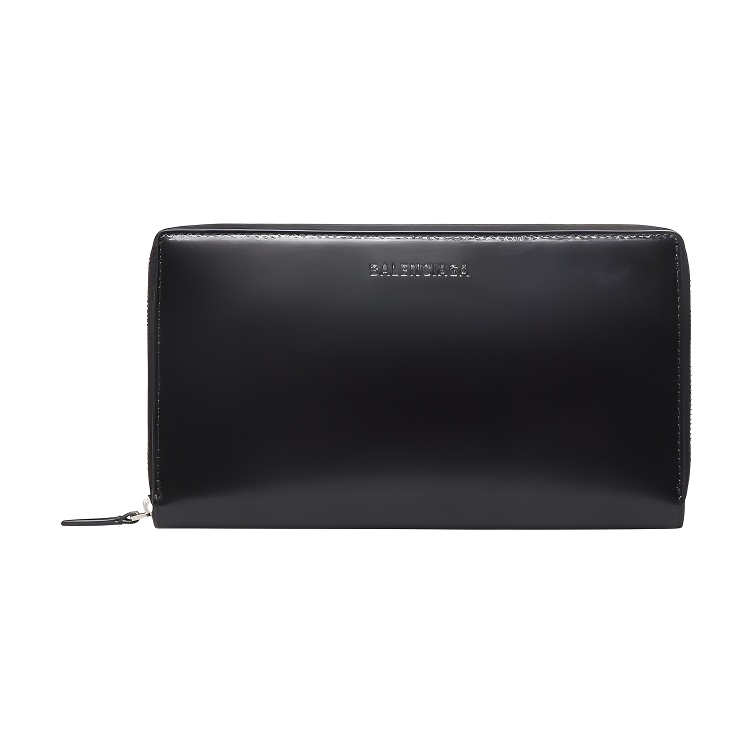 Balenciaga Balenciaga brand logo cowhide wallet men's black