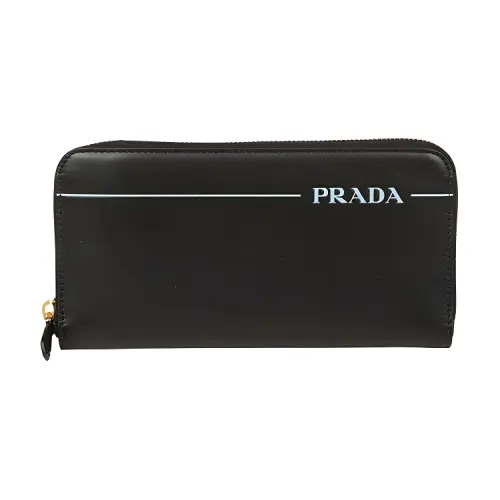 PRADA Cow Leather Clutch Wallet Men's Black