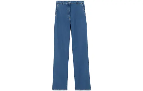 high-waisted straight-leg jeans