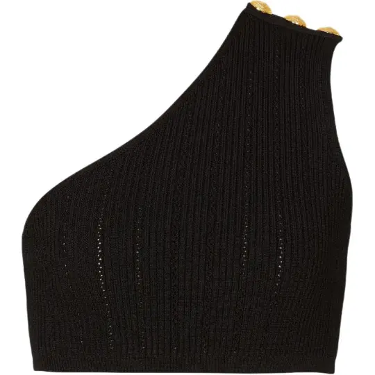 BALMAIN Buttoned Asymmetric Knit Top