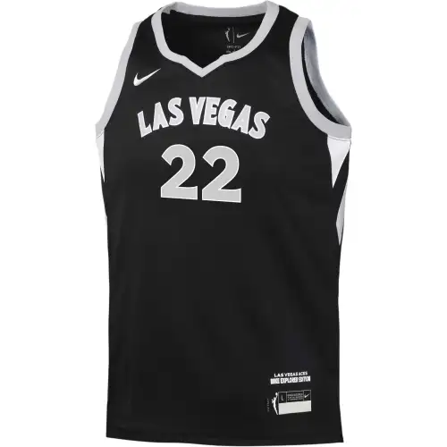Nike Tank Top A'ja Wilson Las Vegas Aces 2024Dri-FIT WNBA Swingman Basketball Simple Letters Comfortable Skin Friendly Sleeveless Black Youth