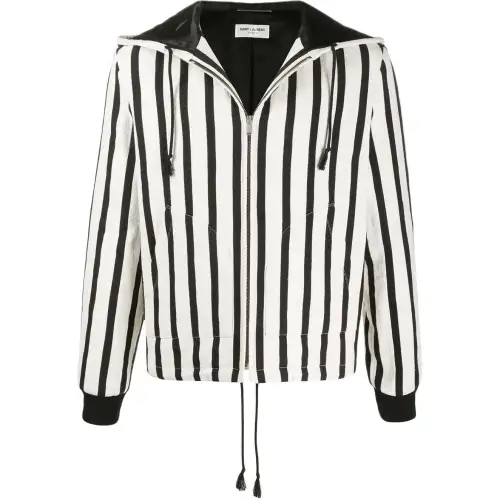 Saint Laurent vertical stripe zipped jacket