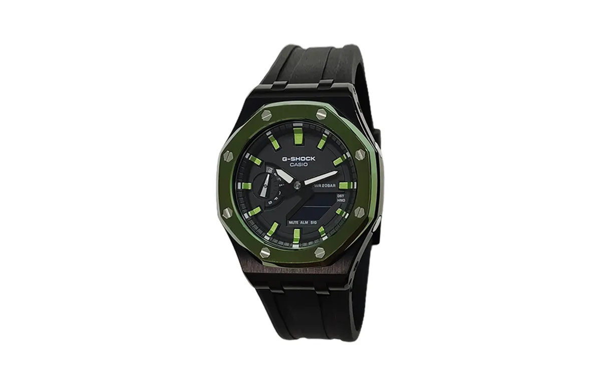 CASIO Custom Collection Quartz Movement Fluoroelastomer Strap Watch Men's Watches Black Dial