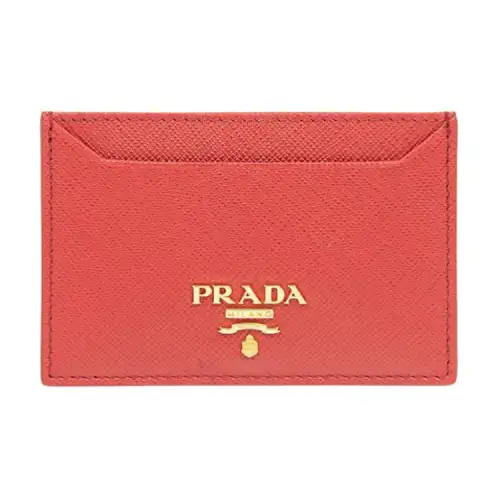 PRADA Cow Leather Card Holder Women's Red