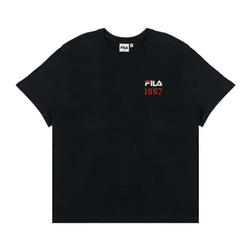 FILA T Shirts Unisex Black Crew Neck Moderate Straight Fit