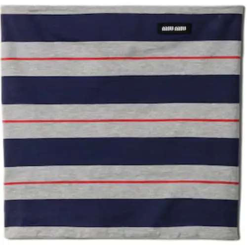 MIU MIU Miu Miu Striped Pattern Logo Patch Bandeau Women's Blue Gray