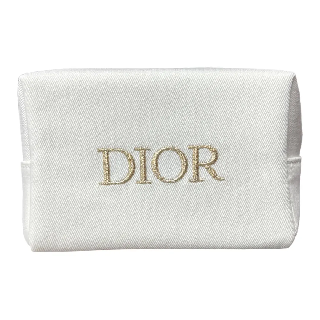 DIOR Minimalist Modern Classic Print Denim Fabric White Makeup Bags Portable 18*9*11CM