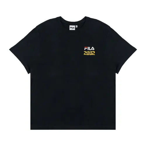 FILA T Shirts Unisex Black Blk Crew Neck Moderate Straight Fit
