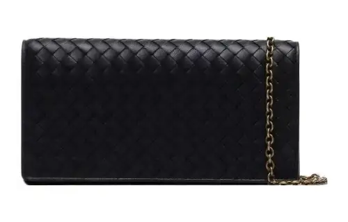 Bottega Veneta Lambskin Shoulder Bag Women's Black