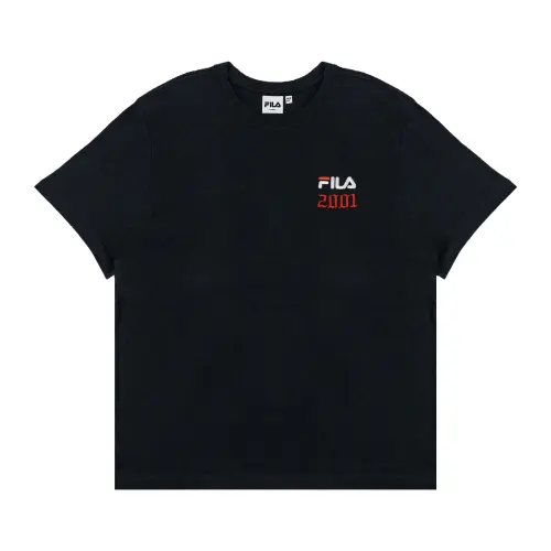 FILA T Shirts Unisex Black Crew Neck Moderate Straight Fit