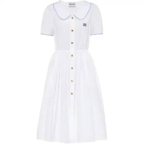 MIU MIU SS22 Short Sleeved Dress Women's White