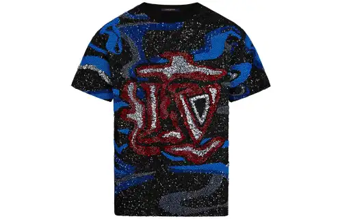 LOUIS VUITTON New Quarterly Products Of LV T Shirts Men's Black Crew Neck Moderate Straight Fit