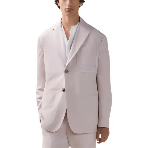 HERMES Business Suits Men's Light Pink Suit Collar Moderate Business Suit