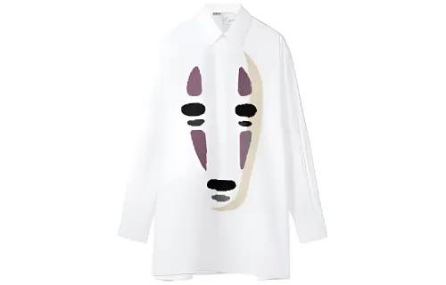LOEWE Loewe Spirited Away Series SS22 Faceless Men's Printed Single-breasted Long-Sleeved Shirt Men's White