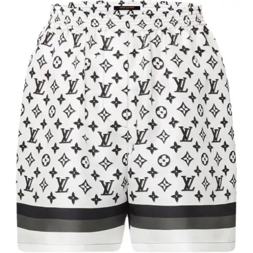 LOUIS VUITTON 3D Monogram Stripe Accent Pajama Shorts