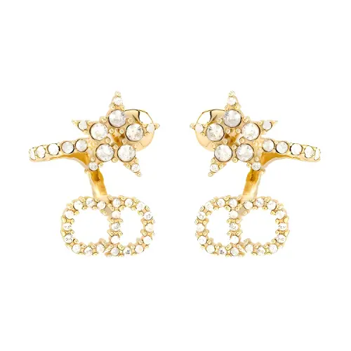 DIOR Zircon Earrings Women's Gold