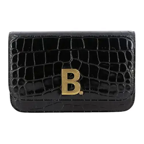 Balenciaga Cow Leather Wallet, Crossbody Bag Women's Black