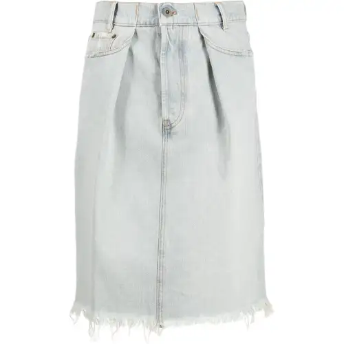 MIU MIU Denim Short Skirts Women's Light Blue