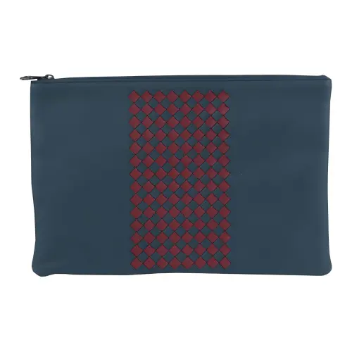 Bottega Veneta Lambskin Clutch Women's Blue/Red