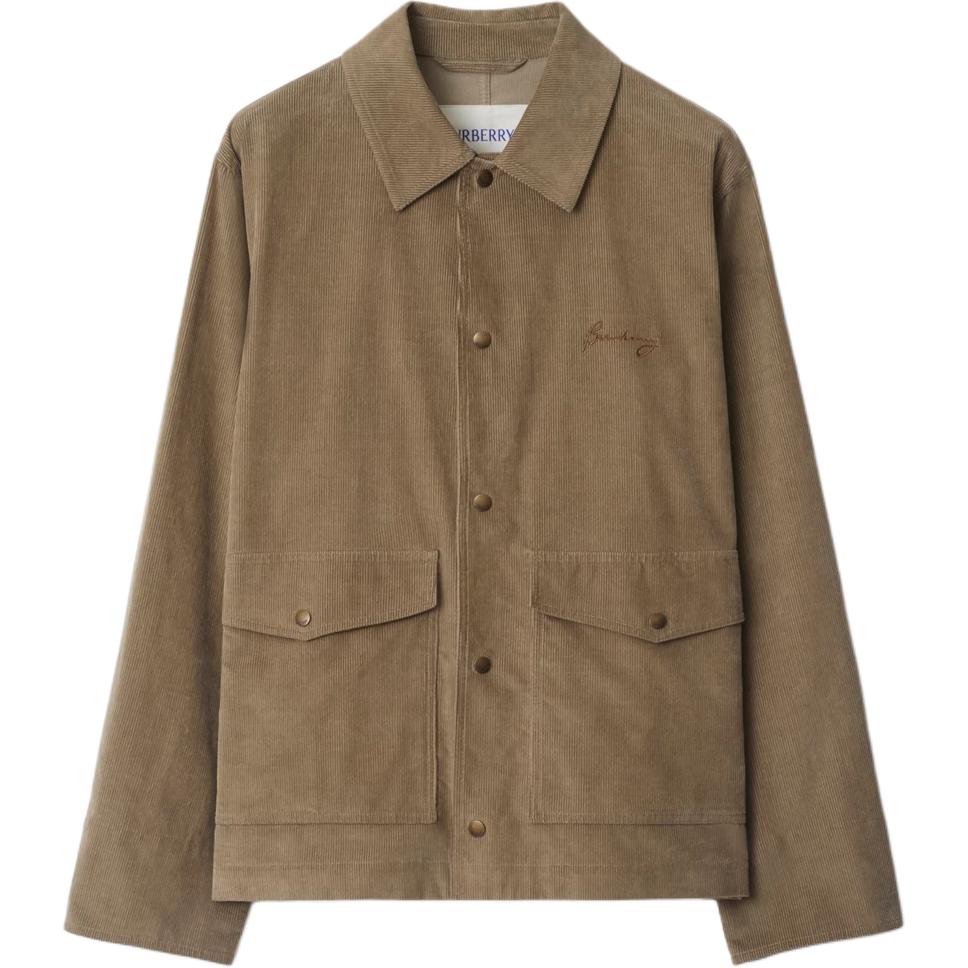 Burberry Logo Embroidered Corduroy Shirt Jacket