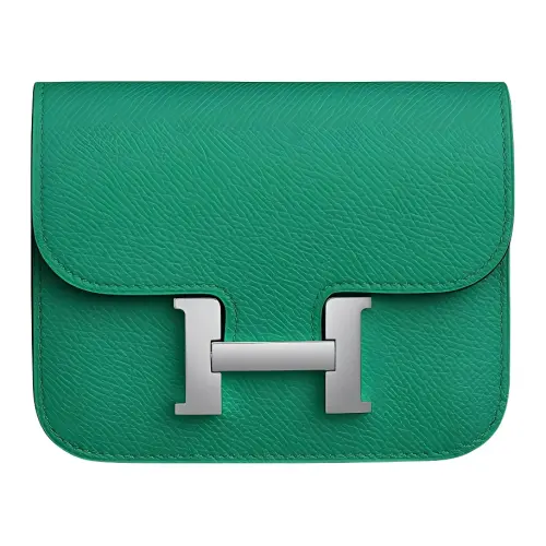 HERMES Constance Slim Silver Tone Buckle Epsom Leather Wallet Fanny Pack Women's O6 Vert Jade Jasper