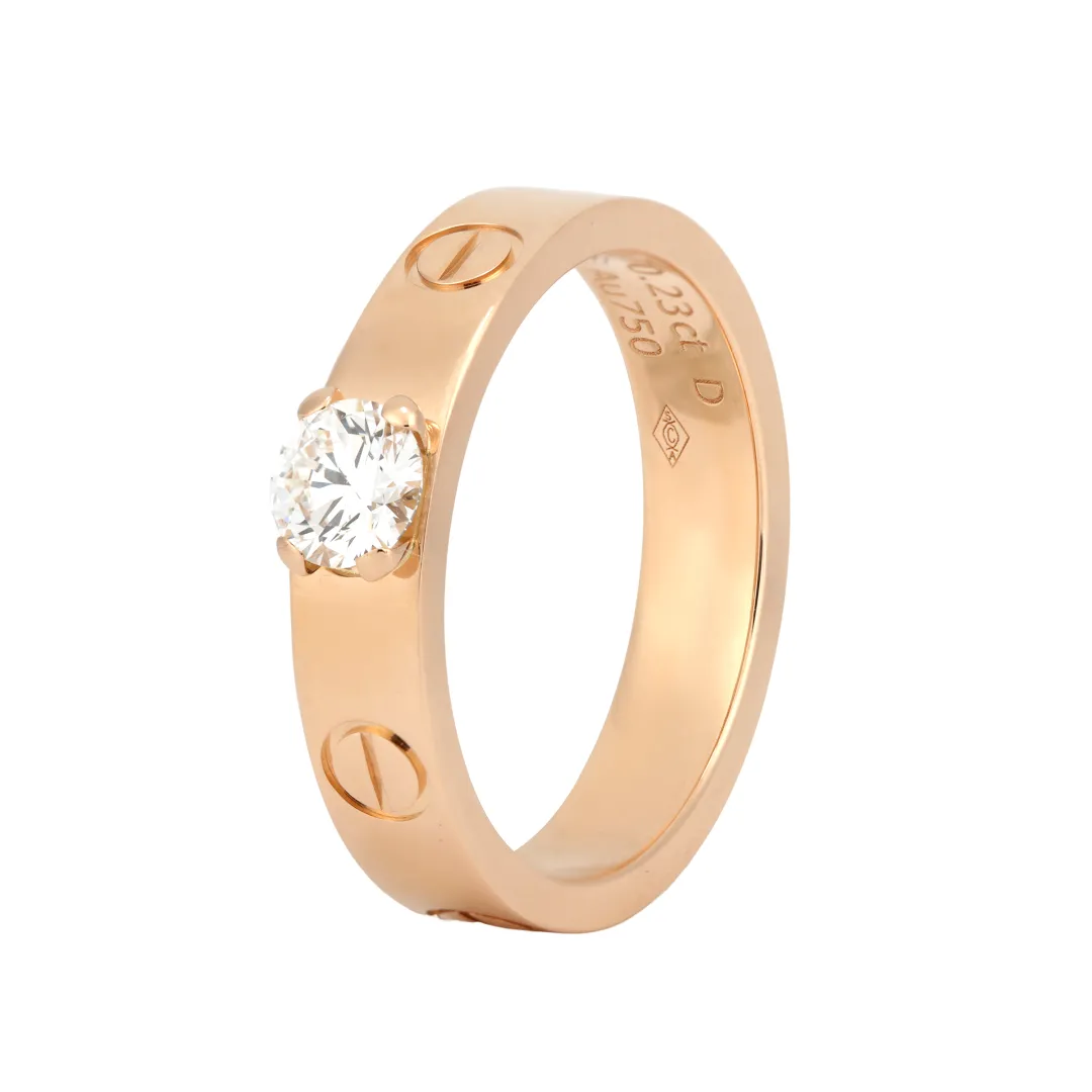 CARTIER Love Diamond 18K Rose Gold Engagement Rings Women's Rose Gold