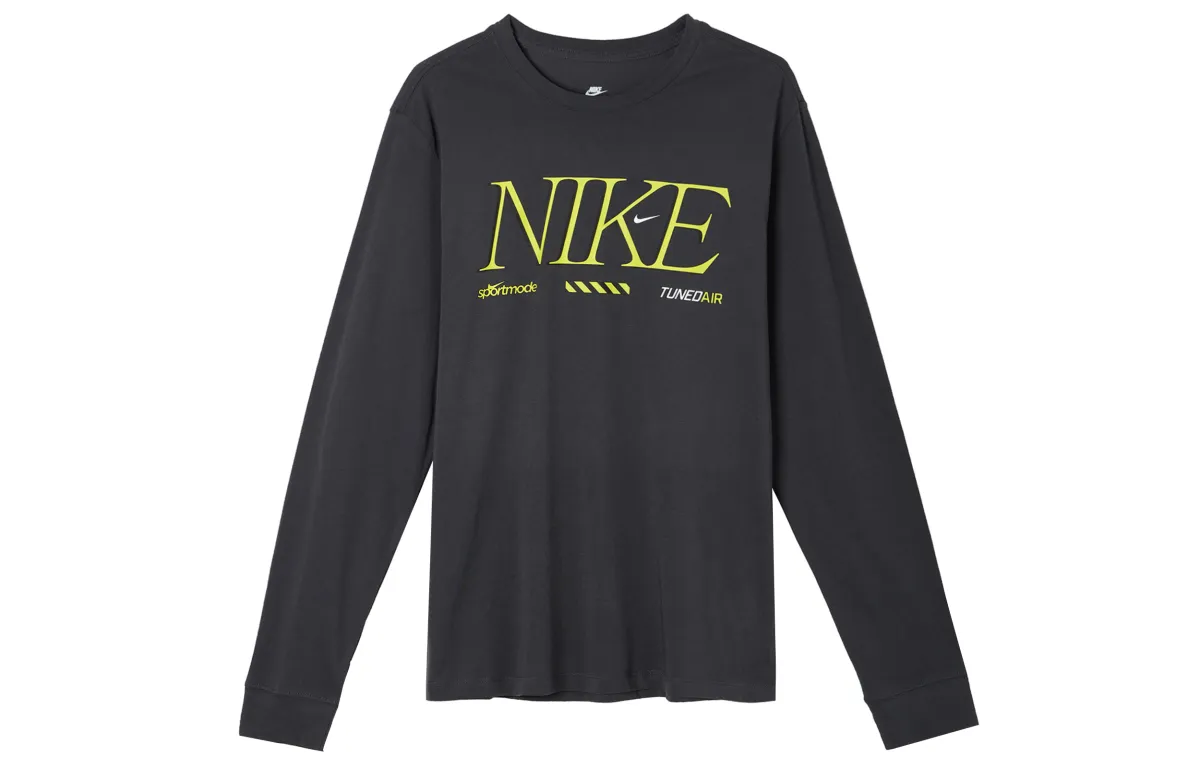 Nike T-Shirts Men's Coal Black Crew Neck Moderate Straight Fit