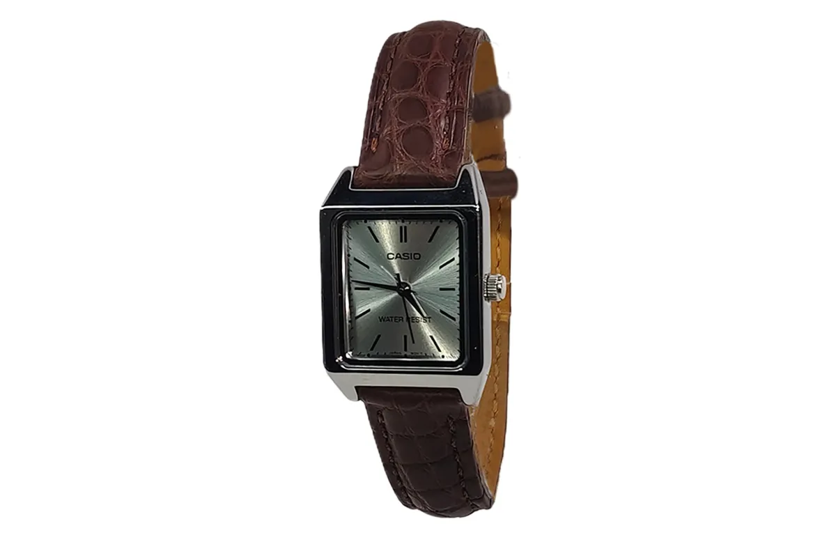 CASIO Custom Collection Quartz Movement Crocodile Leather Strap Watch Women's Watch Silver Dial