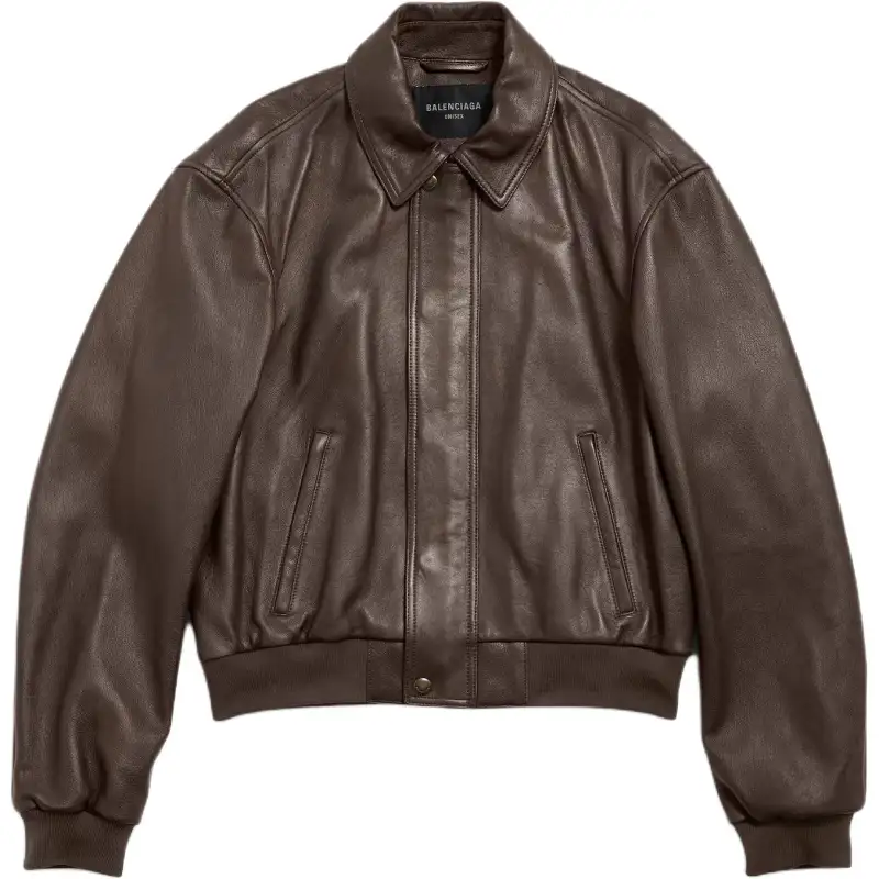 Balenciaga Taxi Leather Jacket Loose Fit Men's Dark Brown