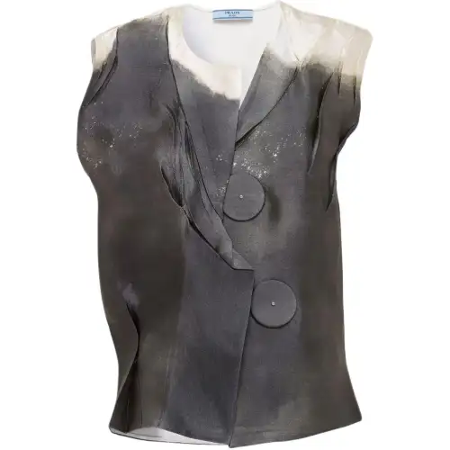 Prada Tie-Dyed V-Neck Sleeveless Blouse