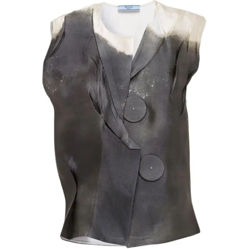 Prada Tie-Dyed V-Neck Sleeveless Blouse