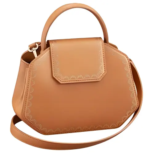 CARTIER Guirlande Calfskin Shoulder Bag, Crossbody Bag, Handbag Mini Women's Camel