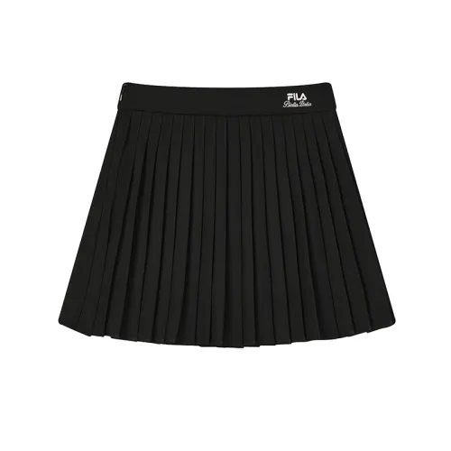 FILA Fila ORIGINALE Sports minimalist style trendy personality versatile anti-exposure pleated casual skirt women's style black
