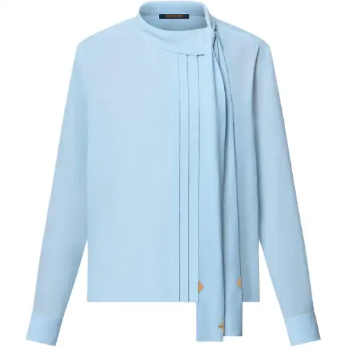 Lv Pleat Detail Lavallière Blouse