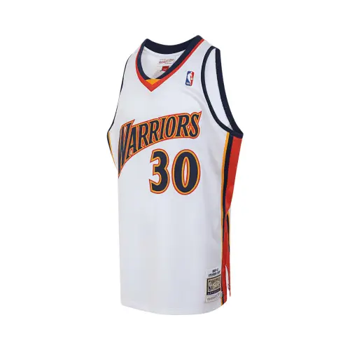 Mitchell & Ness x NBA Golden State Warriors Curry No. 30 Home 2009-10 Season AU Player Edition Retro Sports Sleeveless Embroidered Basketball Vest Same Style for Men and Women White