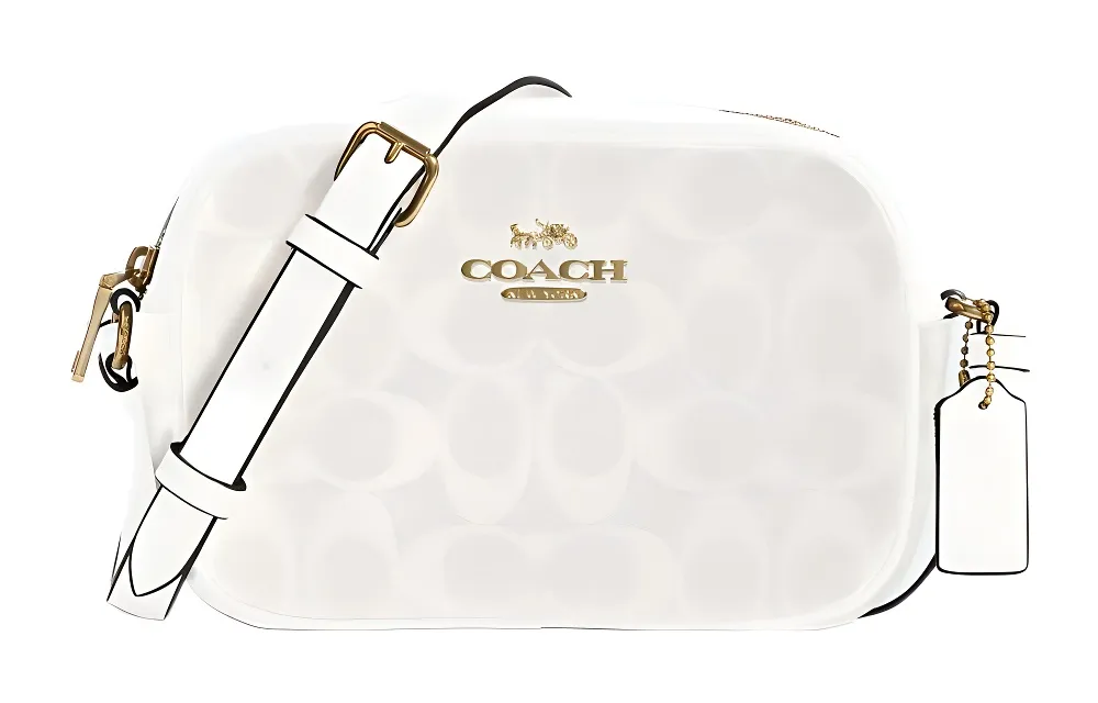COACH Camera Leather Camera Bag, Crossbody Bag, Shoulder Bag Women's Glacier White