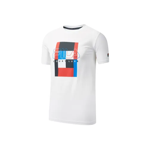 FILA T Shirts Men's Jade White Crew Neck Moderate Straight Fit
